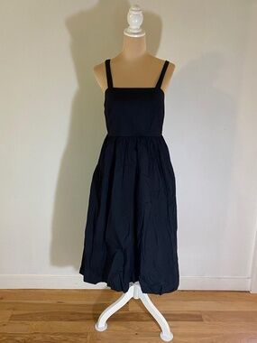 A New Day Black Poplin Square Neck Midi Dress Size Small